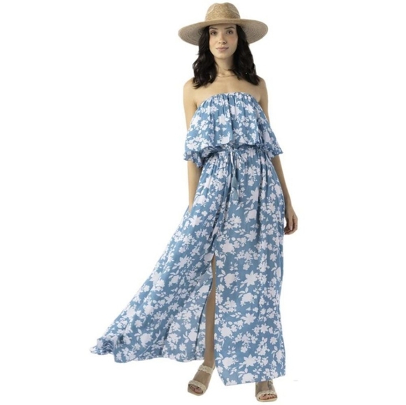 TIARE HAWAII MALDIVES FLORAL STRAPLESS MAXI DRESS O/S - Picture 10 of 10